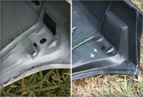 maier-racing-fenders-mustang-holes Maier Racing flared fenders for the fox bodied Mustang - installation